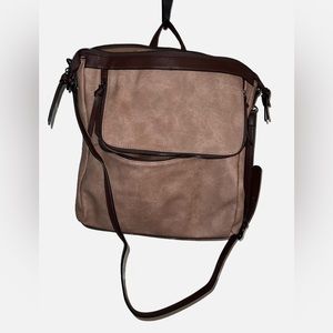 Convertible Back Pack & Shoulder Bag Purse - Brown/Tan